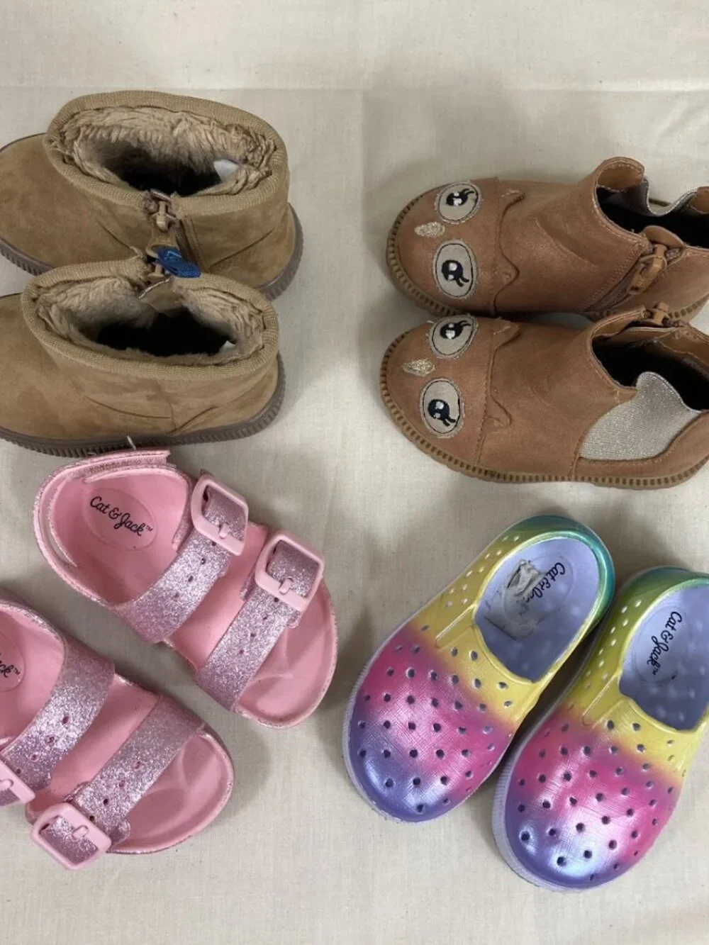 Toddler Girls Shoe Bundle Lot of 4 US Size 5 Boots Sandals Slip Ons